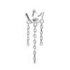 3 Marquise with Chain Dangles Threaded Stud Earring, 14k White Gold