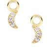 3-Gem Pave Moon Charm for Clicker Hoop, 14k Yellow Gold