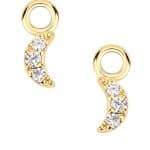 3-Gem Pave Moon Charm for Clicker Hoop, 14k Yellow Gold