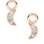 3-Gem Pave Moon Charm for Clicker Hoop, 14k Rose Gold