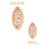 Two Gem Marquise Threaded / Push-in Stud Earring, 14k Rose Gold