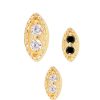 Two Gem Marquise Threaded / Push-in Stud Earring, 14k Yellow Gold