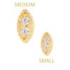 Two Gem Marquise Threaded / Push-in Stud Earring, 14k Yellow Gold