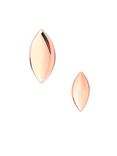 Solid Marquise Threaded / Push-in Stud Earring, 14k Rose Gold