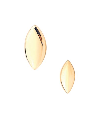 Solid Marquise Threaded / Push-in Stud Earring, 14k Yellow Gold