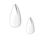 Solid Teardrop Threaded / Push-in Stud Earring, 14k White Gold