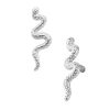 Delicate Snake Threaded Stud Earring, 14k White Gold