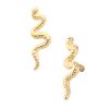 Delicate Snake Threaded Stud Earring, 14k Yellow Gold
