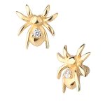 Gem Spider Threaded Stud Earring, 14k Yellow Gold
