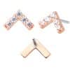 Pave Chevron Push-In Stud Earring, 14k Rose Gold