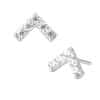 Pave Chevron Push-In Stud Earring, 14k White Gold