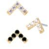 Pave Chevron Push-In Stud Earring, 14k Yellow Gold