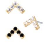 Pave Chevron Push-In Stud Earring, 14k Yellow Gold