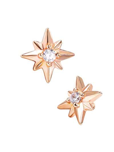 Northern Star Threaded Stud Earring, 14k Rose Gold