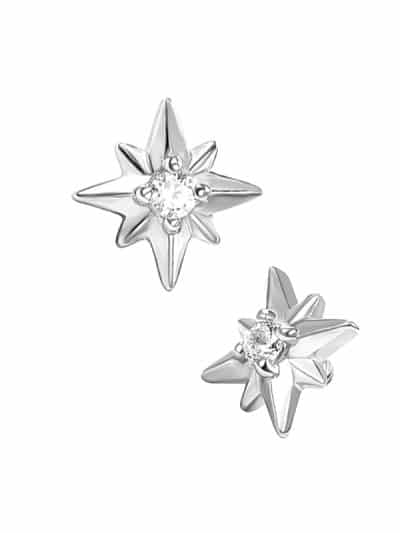 Northern Star Threaded Stud Earring, 14k White Gold