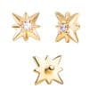 Northern Star Threaded Stud Earring, 14k Yellow Gold