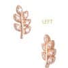 Pave Branch Threaded Stud Earring, 14k Rose Gold