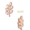 Pave Branch Threaded Stud Earring, 14k Rose Gold