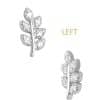 Pave Branch Threaded Stud Earring, 14k White Gold