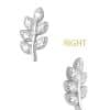 Pave Branch Threaded Stud Earring, 14k White Gold