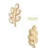 Pave Branch Threaded Stud Earring, 14k Yellow Gold