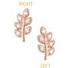 Pave Branch Threaded Stud Earring, 14k Rose Gold