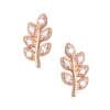 Pave Branch Threaded Stud Earring, 14k Rose Gold