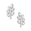 Pave Branch Threaded Stud Earring, 14k White Gold