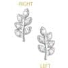 Pave Branch Threaded Stud Earring, 14k White Gold