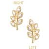 Pave Branch Threaded Stud Earring, 14k Yellow Gold