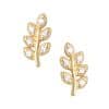 Pave Branch Threaded Stud Earring, 14k Yellow Gold