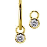 Bezel Gem Charm for Clicker Hoop, 18k Yellow Gold