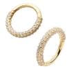 Triple Row Pave Ring Eternity Clicker Earring, 14k Yellow Gold