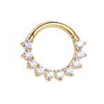 Prong Pave Daith Clicker Earring, 14k Yellow Gold