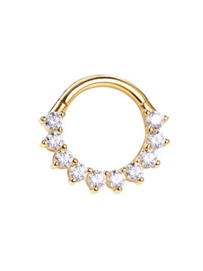 Prong Pave Daith Clicker Earring, 14k Yellow Gold