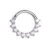 Prong Pave Daith Clicker Earring, 14k White Gold