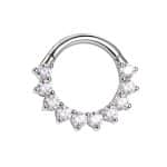 Prong Pave Daith Clicker Earring, 14k White Gold