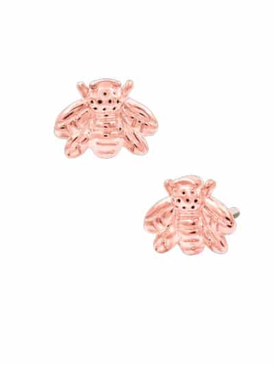 Junipurr Mini Bee Push-In Stud Earring, 14k Rose Gold