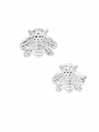 Junipurr Mini Bee Push-In Stud Earring, 14k White Gold