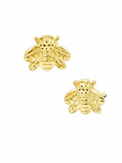 Junipurr Mini Bee Push-In Stud Earring, 14k Yellow Gold