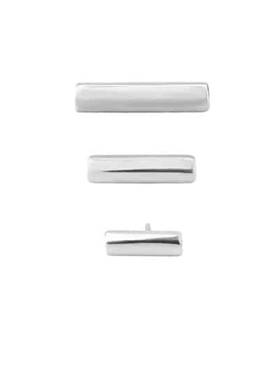 Dome Bar Threaded / Push-In Stud Earring, 14k White Gold