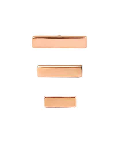 Flat Bar Threaded / Push-In Stud Earring, 14k Rose Gold