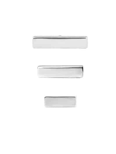 Flat Bar Threaded / Push-In Stud Earring, 14k White Gold