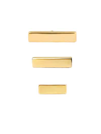 Flat Bar Threaded / Push-In Stud Earring, 14k Yellow Gold