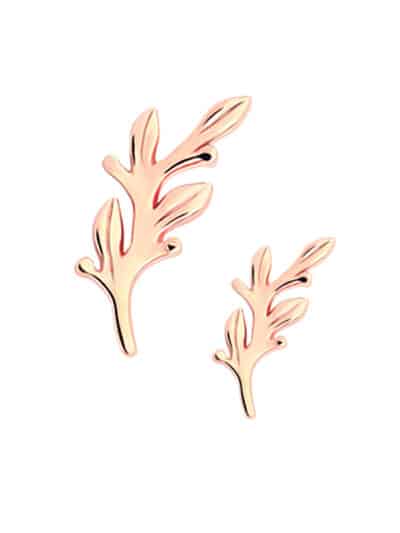 Olive Branch Threaded Stud Earring, 14k Rose Gold