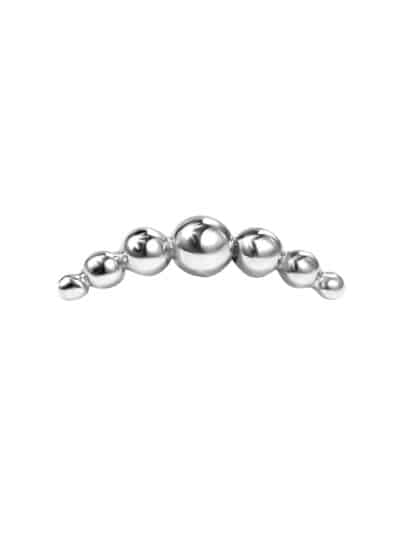 Beaded Curve Threaded Stud Earring, 14k White Gold