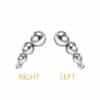 Mini Beaded Curve Threaded Stud Earring, 14k White Gold