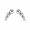 Mini Beaded Curve Threaded Stud Earring, 14k White Gold