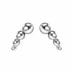Mini Beaded Curve Threaded Stud Earring, 14k White Gold