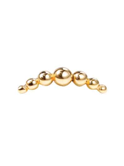 Beaded Curve Threaded Stud Earring, 14k Yellow Gold